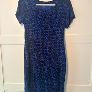 Apt. 9 Black and Blue Geometric Midi Dress